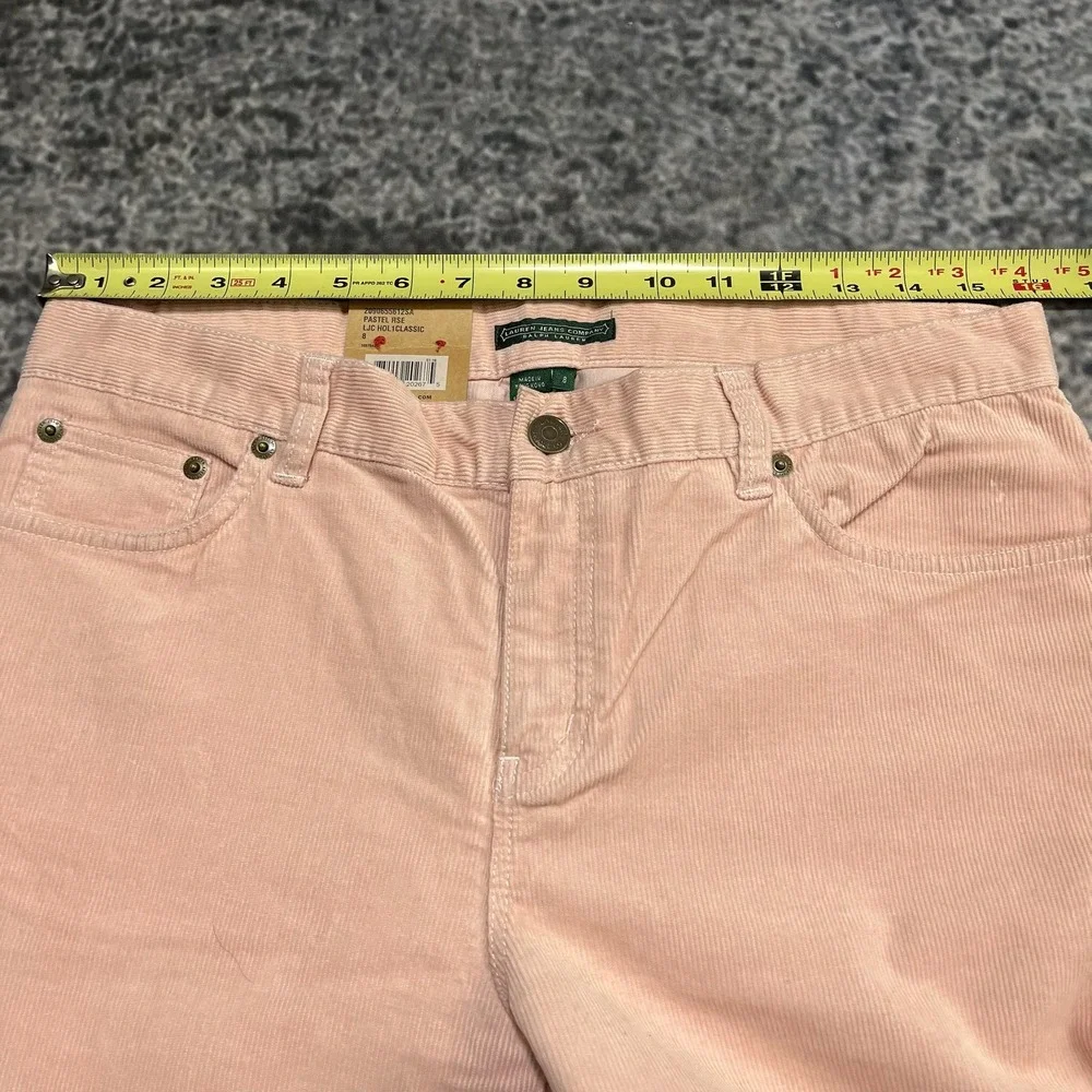 NWT Lauren Ralph Lauren Modern Slim Stretch Pants Womens 8 (32x31) Pink Corduroy